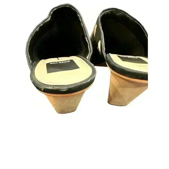 Dolce Vita Black Embroidered Studded Leather Mules, Size 8, Pre-Owned - Picture 6 of 12